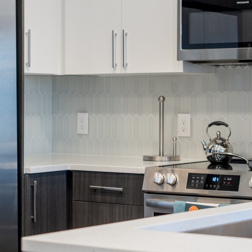 Well-lit kitchen with ample counter space