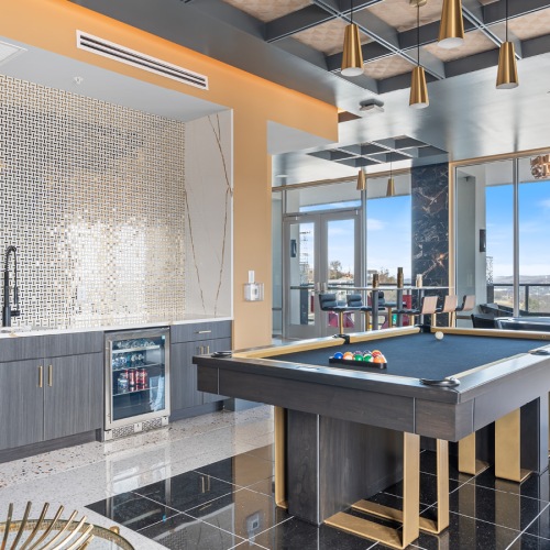 Beautiful clubroom with lounge seating and gaming areas